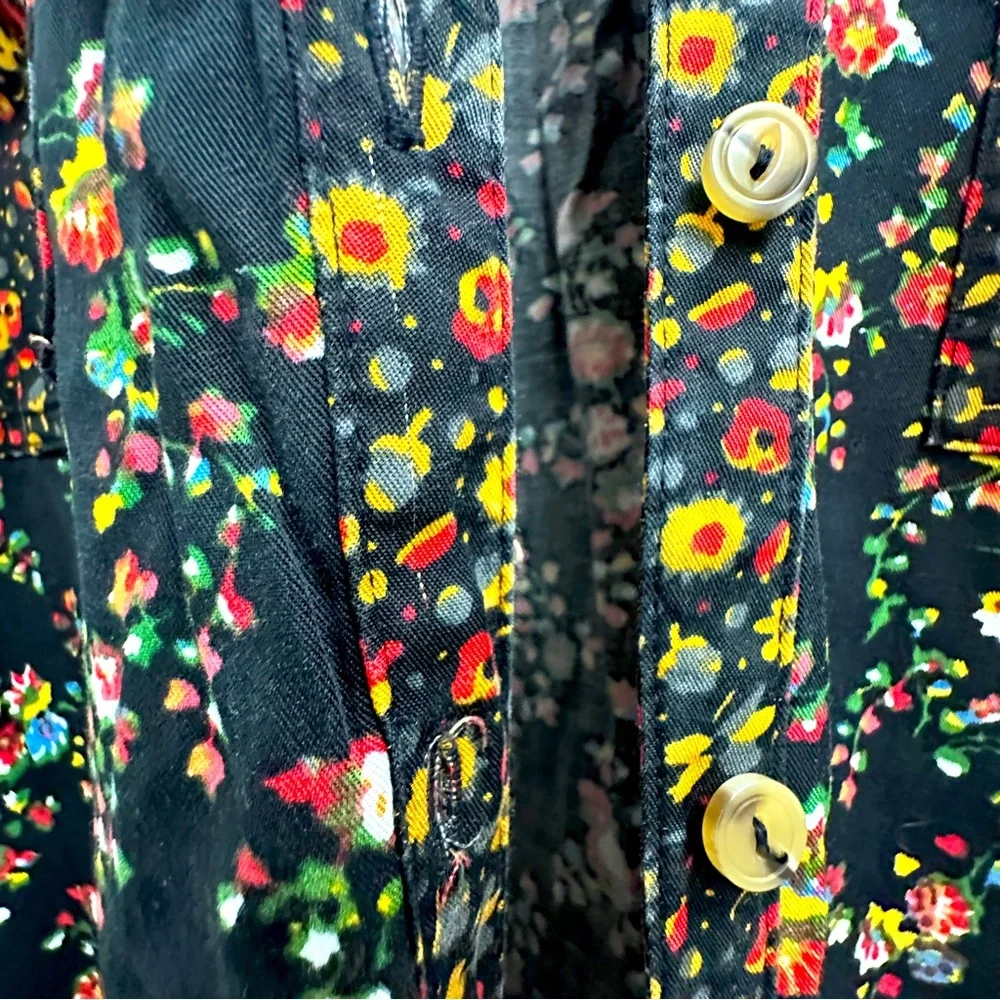 Anthropologie Black Floral Long-Sleeve Tiered Dress - Picture 13 of 16